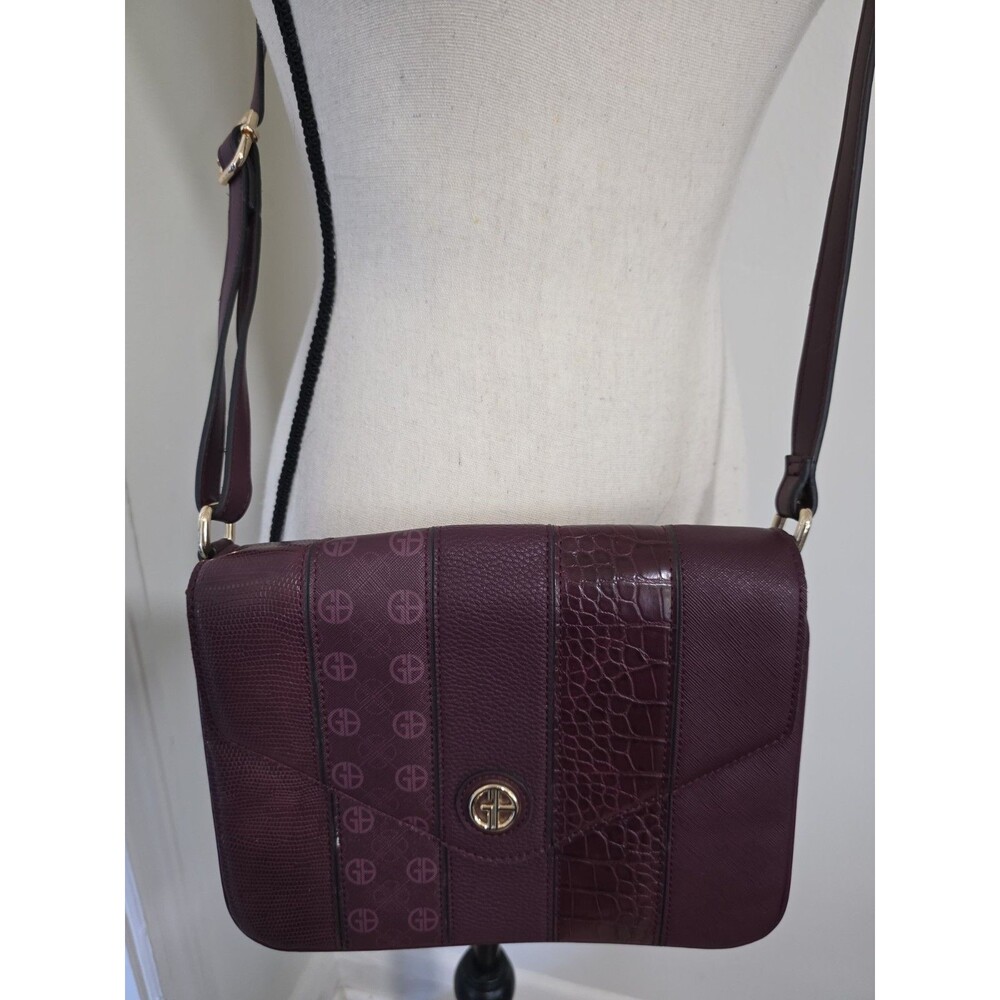 Vintage GIANI BERNINI Burgundy Wine Faux Leather CROSSBODY Purse 10x8 VguC